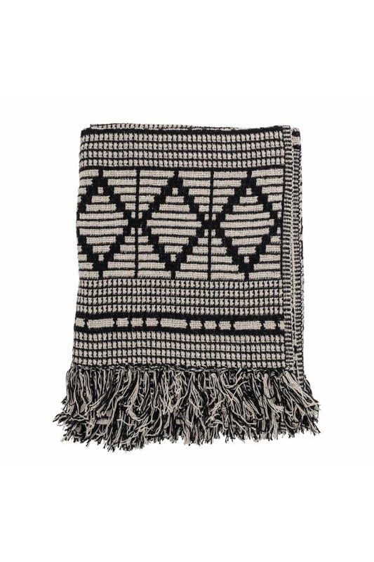 Bloomingville Recycled Cotton Throw Blanket - Gutte Black