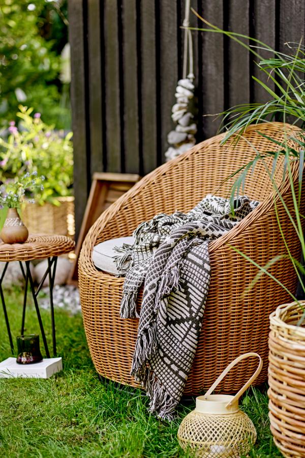 Bloomingville Recycled Cotton Throw Blanket - Gutte Black