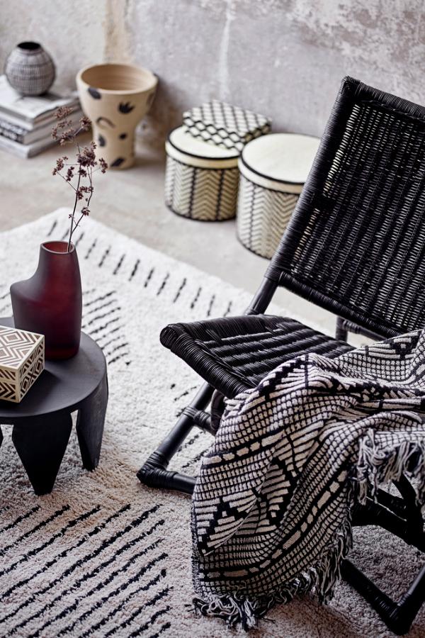 Bloomingville Recycled Cotton Throw Blanket - Gutte Black