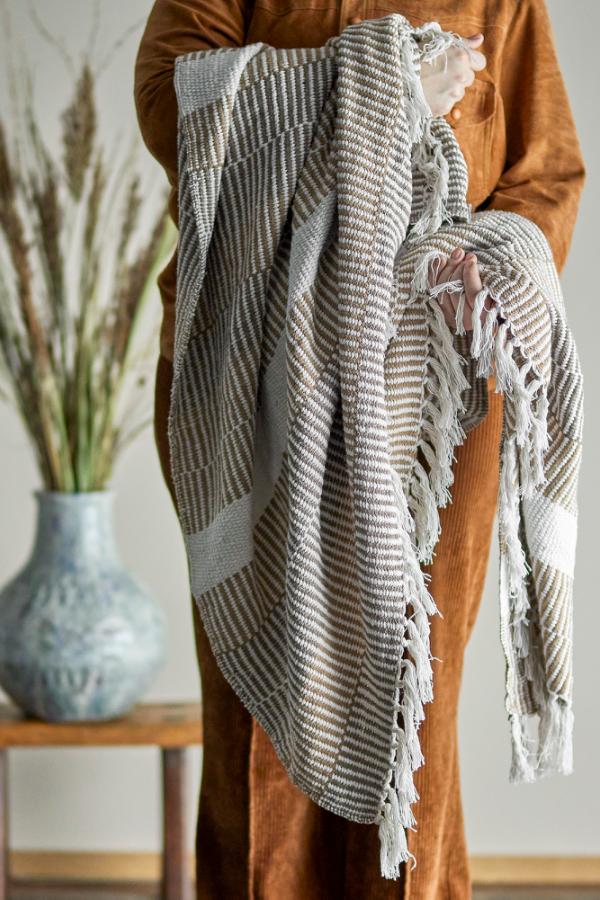 Bloomingville Recycled Cotton Throw Blanket - Isnel Beige