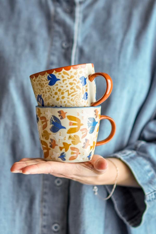 Bloomingville Stoneware Mug - Soaring Birds