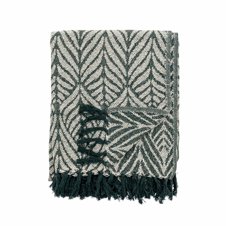 Bloomingville Recycled Cotton Throw Blanket - Ugento Green