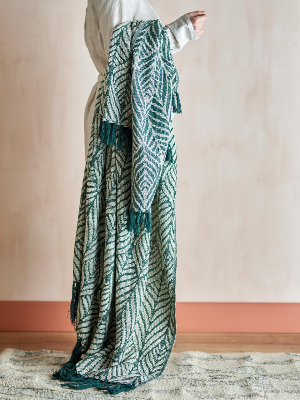 Bloomingville Recycled Cotton Throw Blanket - Ugento Green