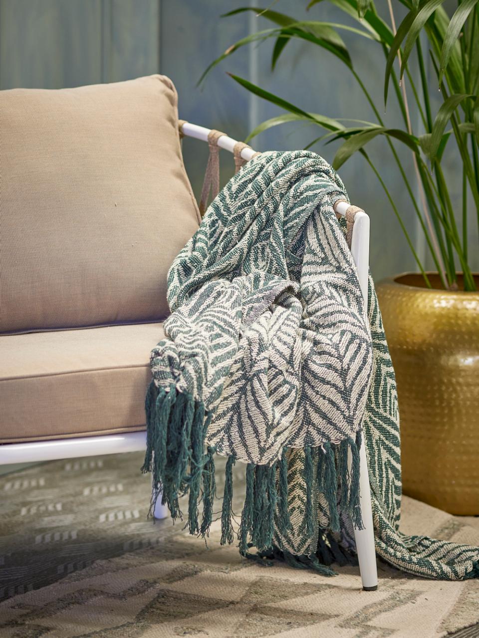 Bloomingville Recycled Cotton Throw Blanket - Ugento Green