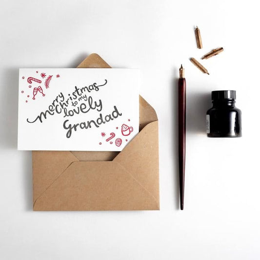 'Happy Christmas to my Lovely Grandma' Recycled Coffee Cup Card