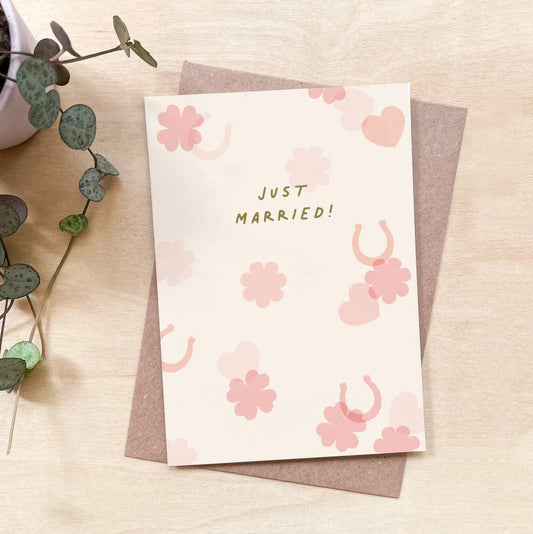 Just Married Confetti - Recycled Coffee Cup Wedding Card