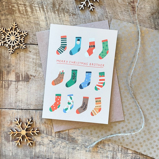 'Merry Christmas Brother' Recycled Coffee Cup Christmas Card