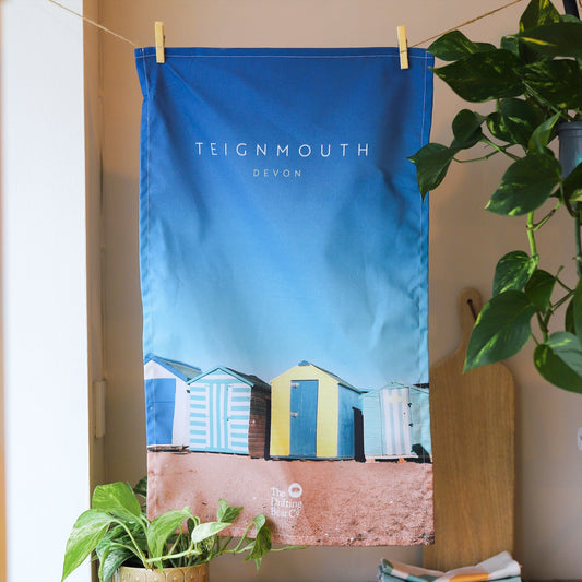 Teignmouth Beach Huts Tea Towel