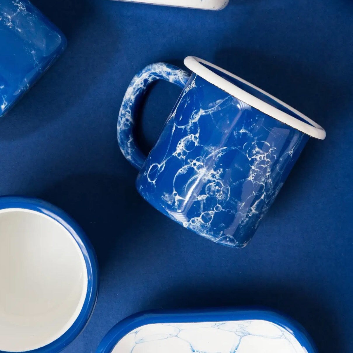 Bubble Collection Enamel Mug Blue