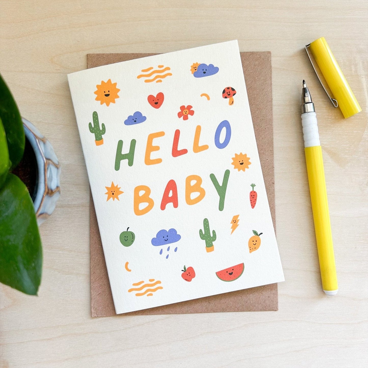'Hello Baby' Recycled Coffee Cup Card