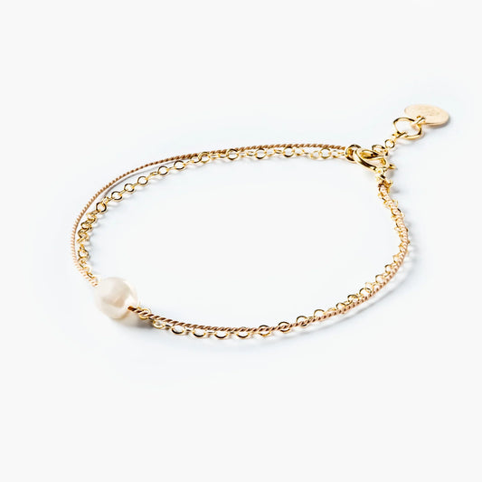 Pearl Gold and Silk Bracelet