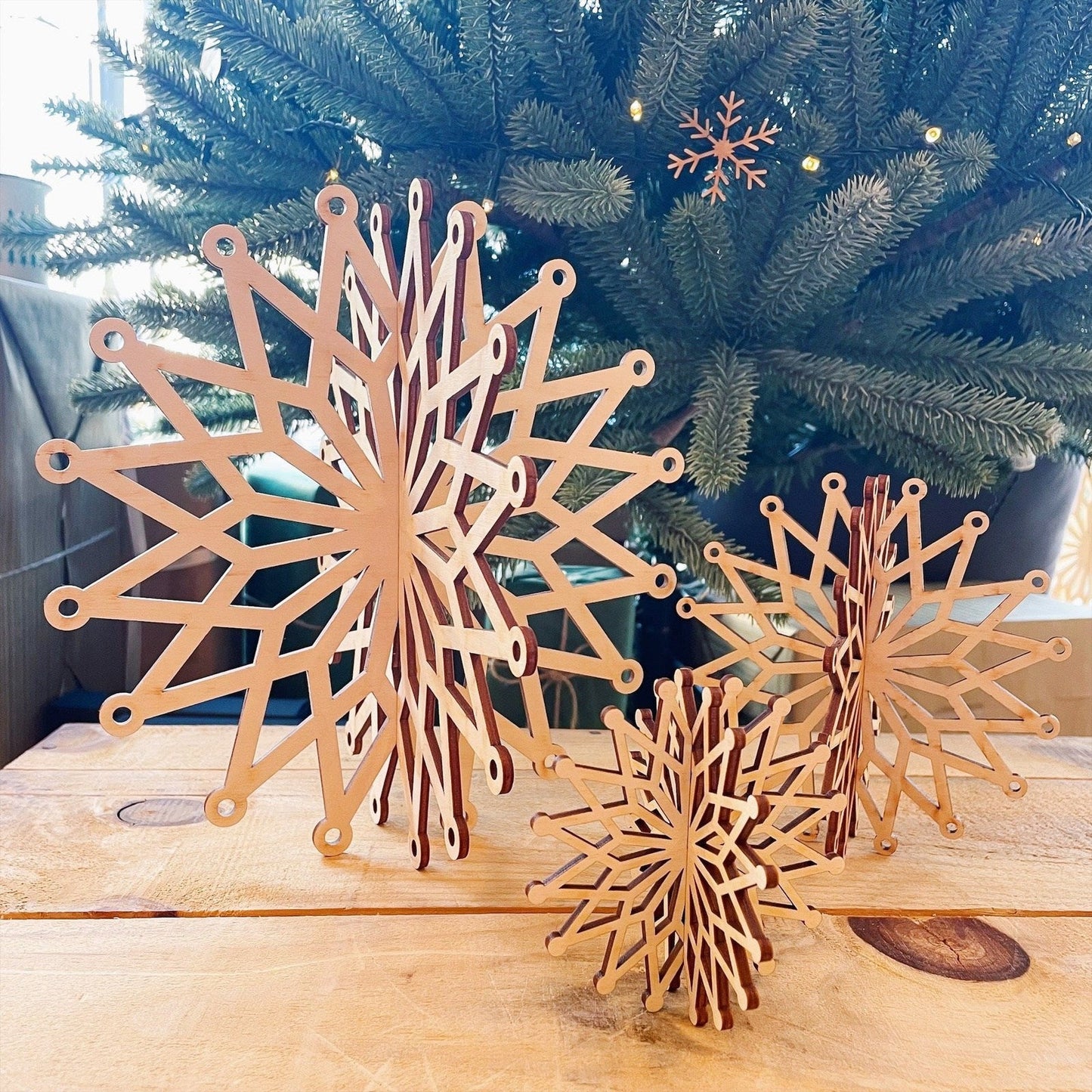 Wooden Standing Snowflake Decoration