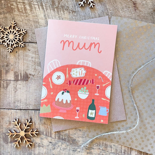 'Merry Christmas Mum' Recycled Coffee Cup Christmas Card