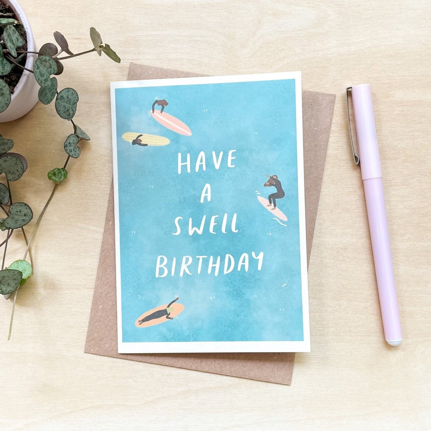'Swell Birthday' Recycled Coffee Cup Card
