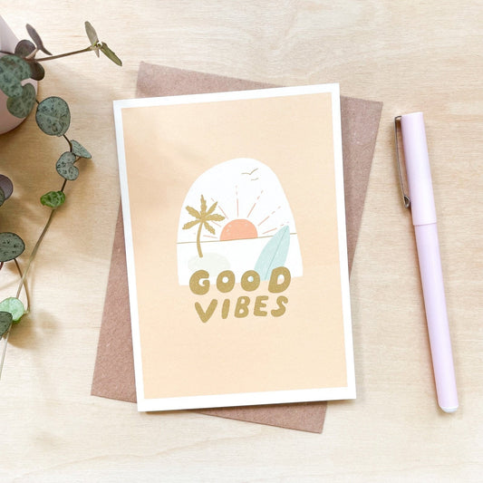 'Good Vibes' Recycled Coffee Cup Card