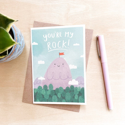 'You're My Rock' Recycled Coffee Cup Card
