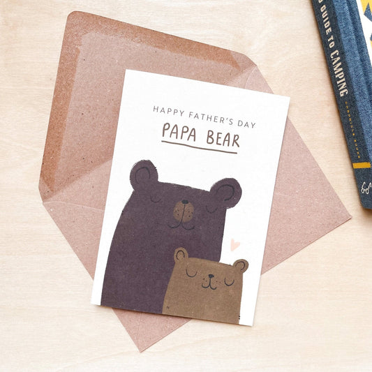 'Papa Bear' Father's Day Recycled Coffee Cup Card