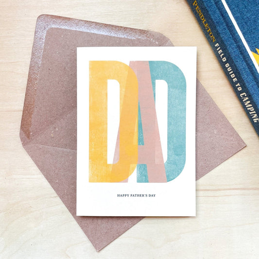 'Dad' Letterpress Father's Day Recycled Coffee Cup Card