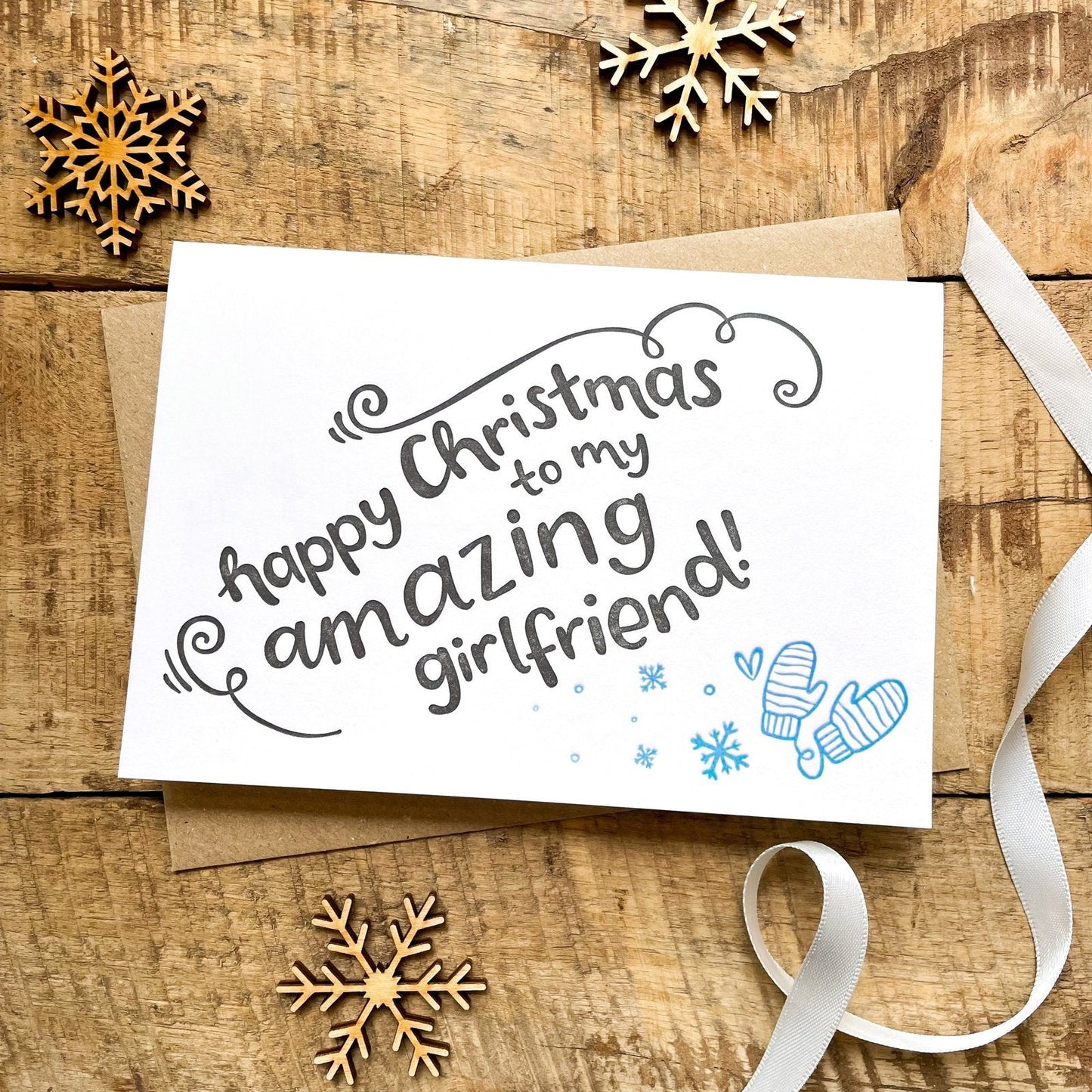 'Happy Christmas to my Amazing Girlfriend!' Recycled Coffee Cup Card