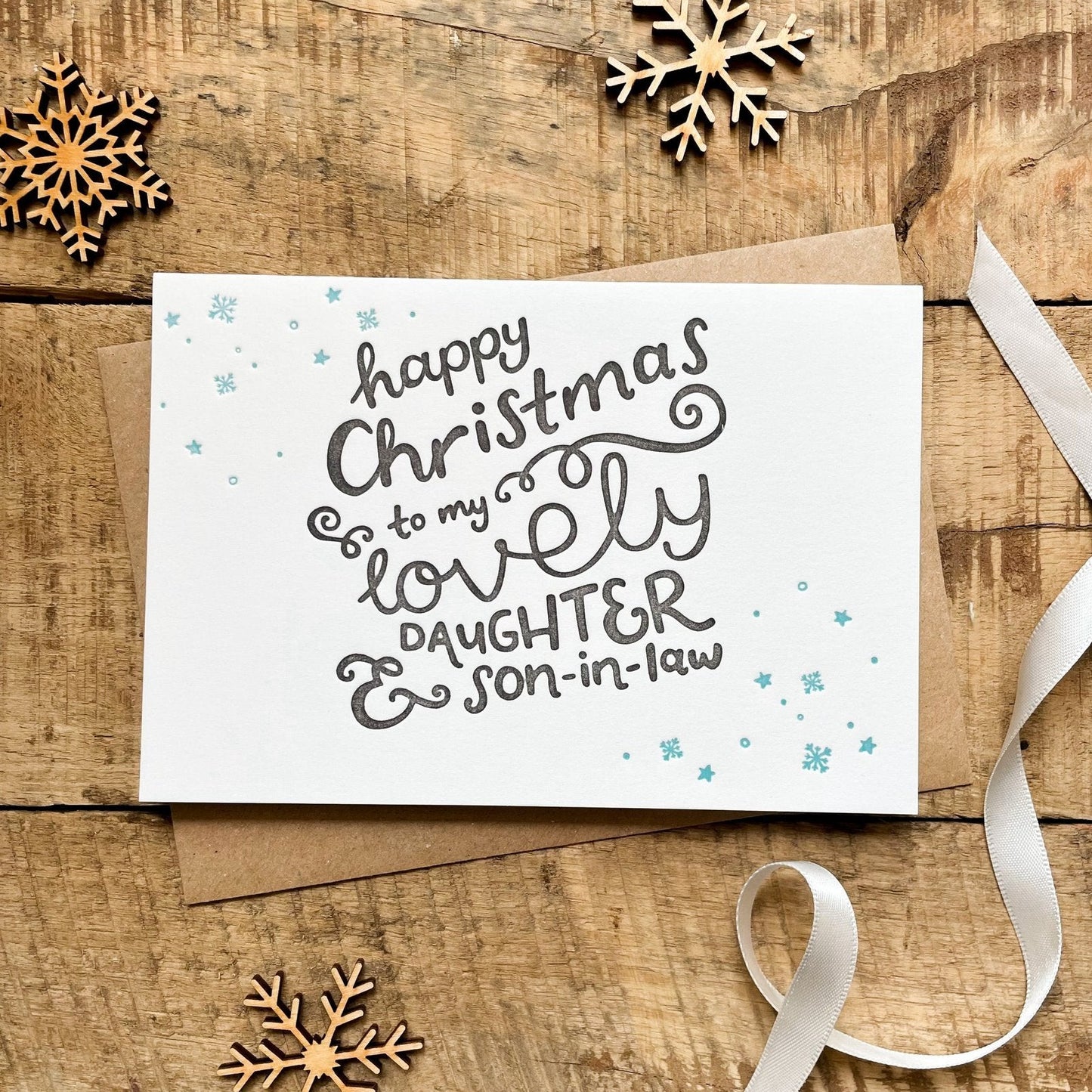'Happy Christmas to my Lovely Daughter & Son-In-Law' Recycled Coffee Cup Card