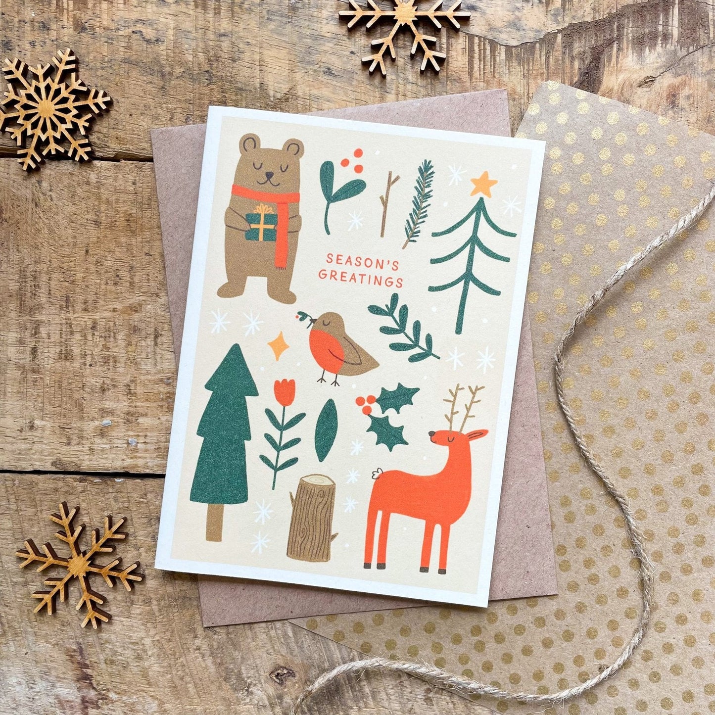 'Seasons Greetings' Recycled Coffee Cup Christmas Card
