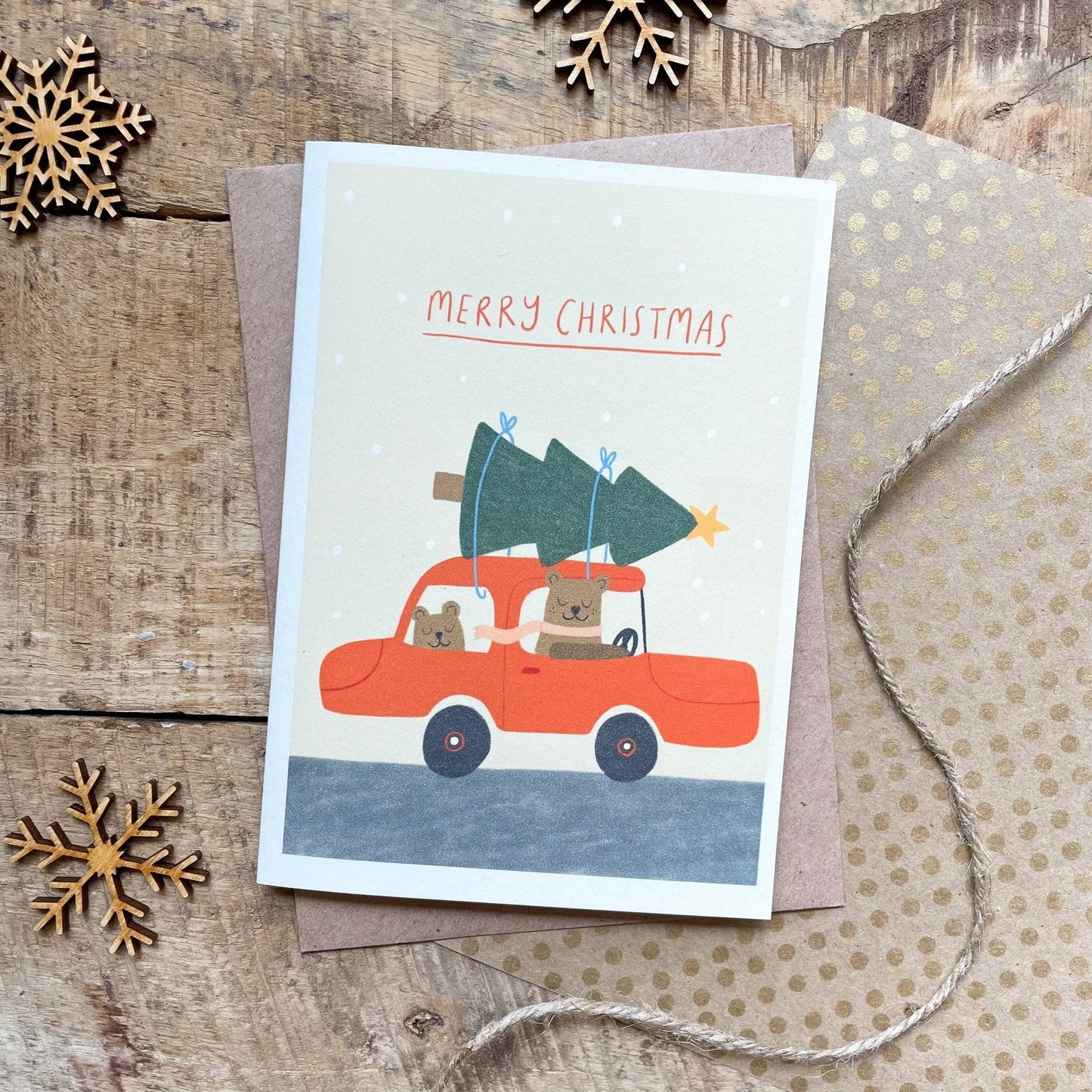 'Driving Home for Christmas' Recycled Coffee Cup Christmas Card