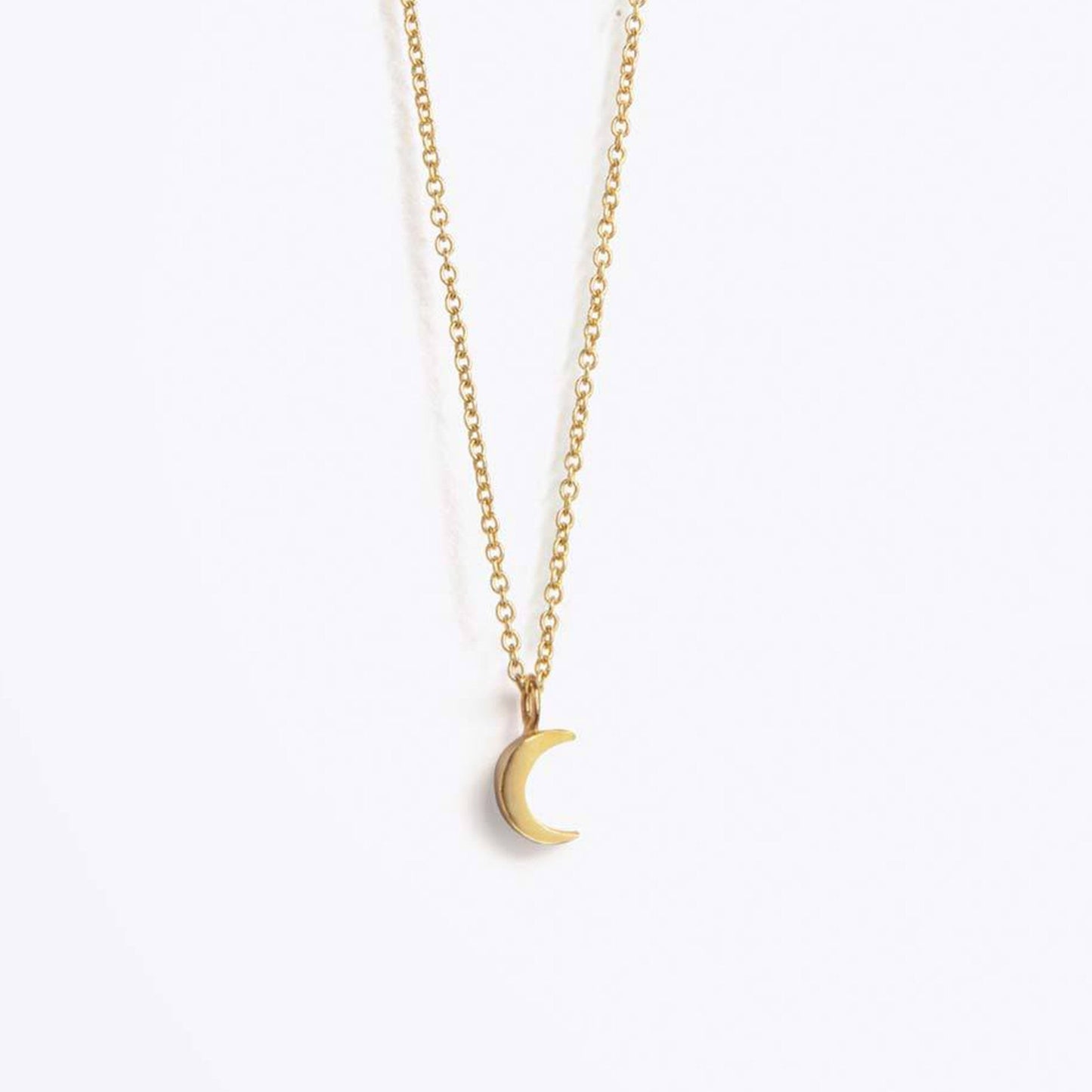 Wanderlust Life Fine Gold Chain Necklace - Petite Luna Crescent