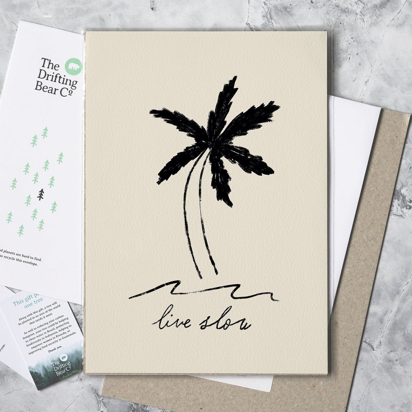'Live Slow' Graphic Palm Print