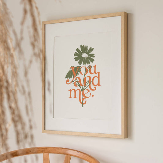 'You And Me' Floral Illustration Print