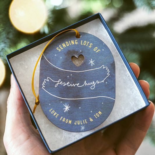 Sending Festive Hugs Personalised Christmas Bauble