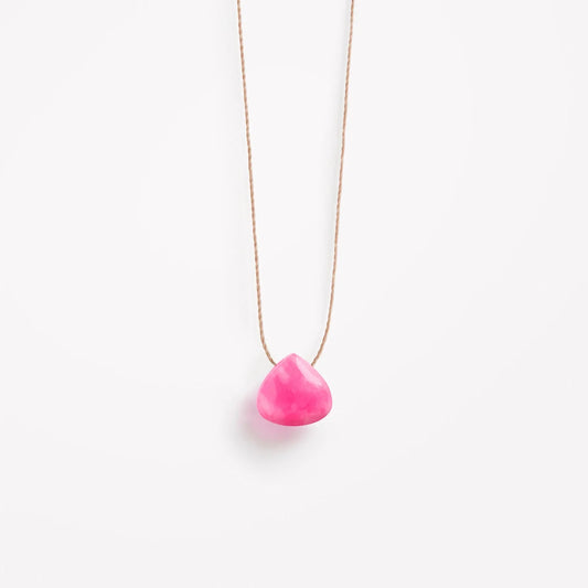 Wanderlust Life Fine Cord Necklace - Pink Jade