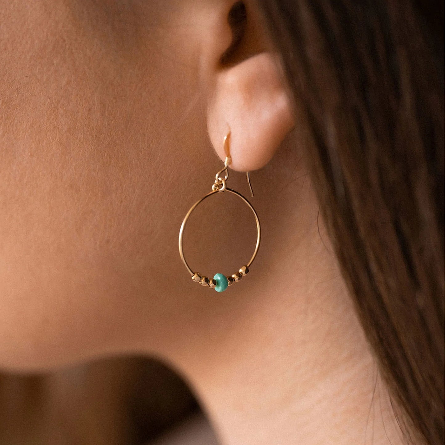 Turquoise Beaded Loop Earrings