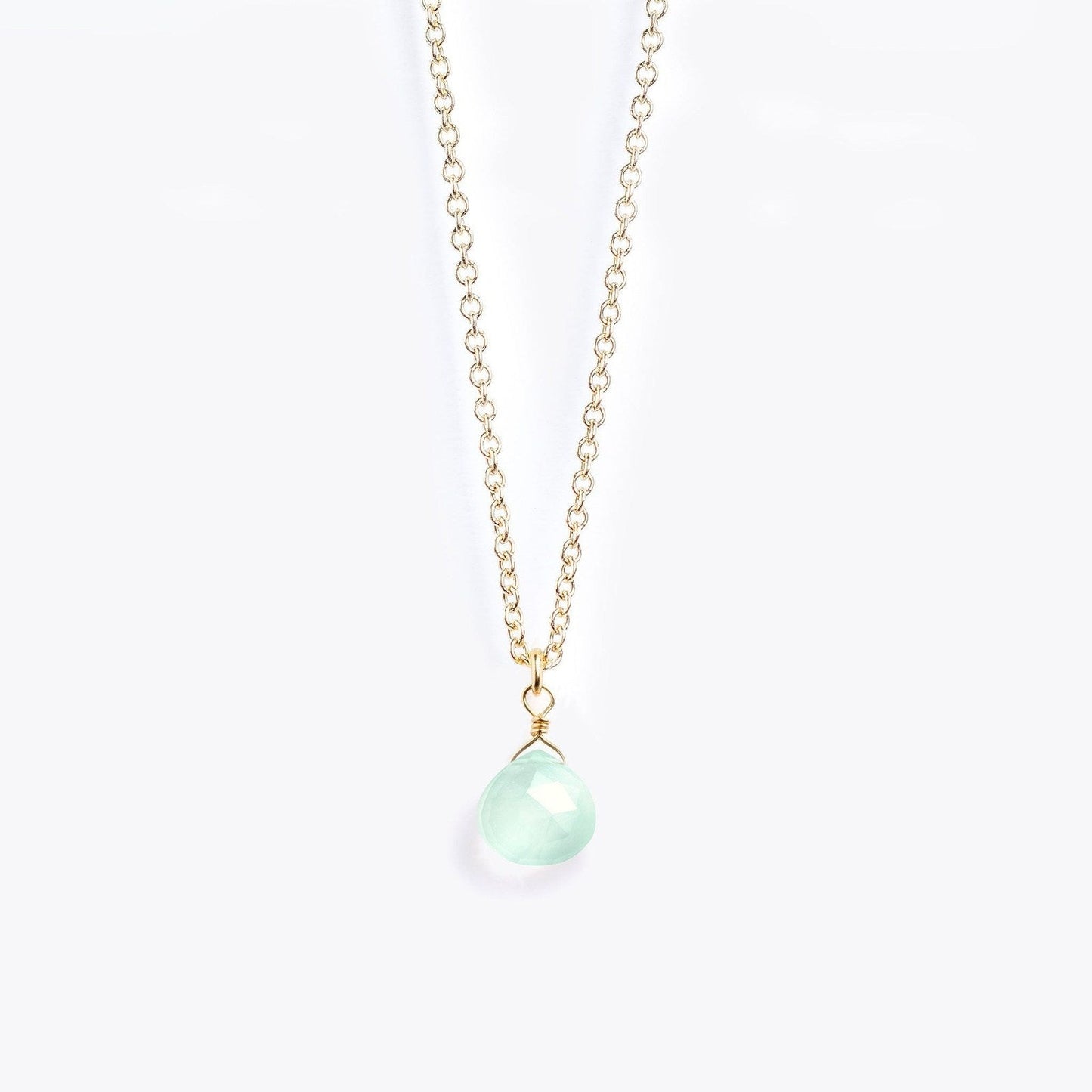 Wanderlust Life Fine Gold Chain Necklace - Sea Glass Chalcedony